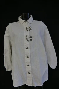 Gr.44 Trachtenbluse weiß Bluse für Dirndl Country Line Leinen Schließen TB9711 - Bild 1 von 4