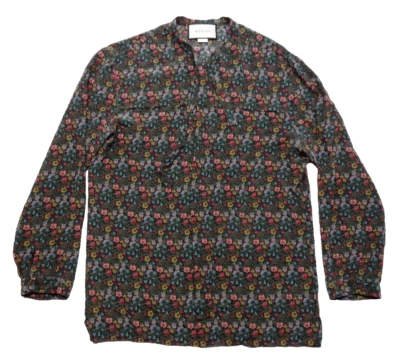 古驰花卉丝绸剑桥纽扣衬衫蝴蝶结长袖 2016 ASAP Rocky — 第 1/4 张图片