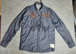 Red Ape 100% Cotton Long Sleeve Denim Button Down Shirt Copper Thread A4 - Picture 1 of 6