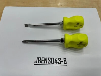 Herramientas a Presión NUEVO 2 piezas HI-VIZ Mango Duro Rechoncho Juego de Destornilladores de Eje Estándar Foto 1 de 4