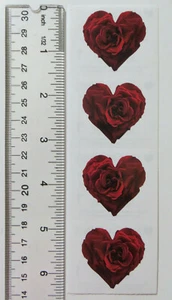 Mrs Grossman RED ROSE HEART, Photoessence - 1 Strip of Rose Heart Stickers - Picture 1 of 2