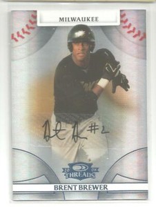 Brent Brewer 2008 Donruss Threads #14/25 Refractor AUTOGRAPH Brewers