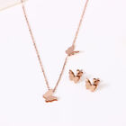 Fashion Butterfly Choker Necklace For Women Titanium Steel Earrings Ring Jewelry