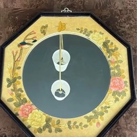Vintage Chinoiserie Octagon Wood Accent Mirror Asian Orient Grandmillennial Cover