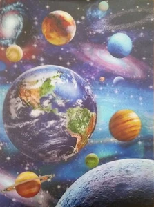 3D Picture Art Outer Space Planets Earth Saturn Jupiter 39 x 29 cm approx New - Picture 1 of 1