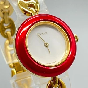 New Battery Exc+5 Vintage GUCCI Change Bezel 11/12.2 Women Qz Watch Gold From JP - Picture 1 of 19