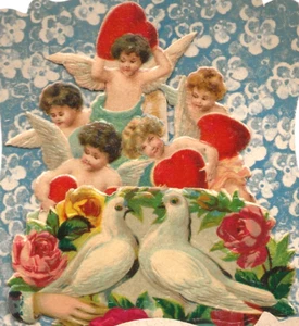 Entzückender geschichteter viktorianischer Valentinstag Stanzschrott - Cherubs & Doves - Deutschland - Bild 1 von 3
