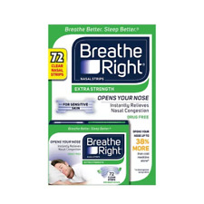 Breathe Right Extra Strength Nasal Strips for Sensitive Skin, Clear (72 Ct.)
