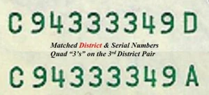 TWO MATCHING Fancy DISTRICT & S/N RADAR Notes -- 94333349 -- BOTH ChUnc - Picture 1 of 2