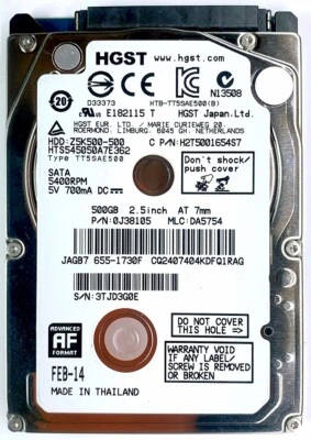HGST HTS545050A7E362 500GB FEB-2014 - Image 1 of 2