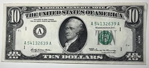 1969 $10 Ten Dollar Bill Federal Reserve Note Boston MA Vintage Old Currency - Picture 1 of 6