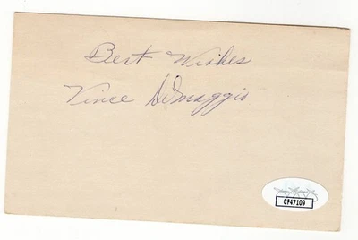 Vince DiMaggio Signed Autographed 3X5 Index Card Reds Pirates JSA CF47109 - Image 1 of 2
