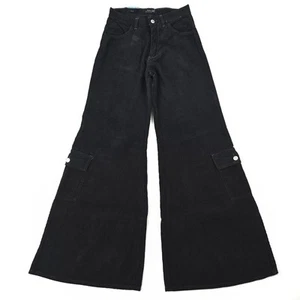 Wide Leg Flare Cargo Corduroy Trousers Black Vintage deadstock brand new 2000s - Picture 1 of 6