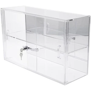 Plymor Acrylic Locking Case w/ Sliding Back, 1 Shelf (Mirrored) 13" x 21" x 7.5" - Picture 1 of 1