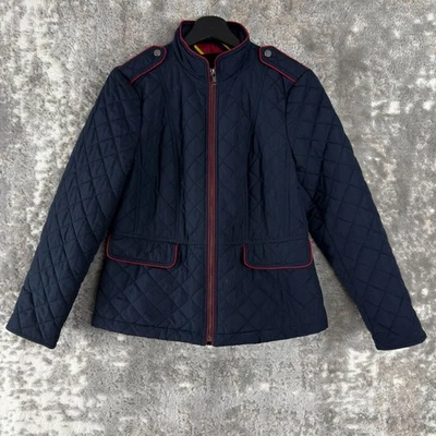 Talbots Petites Mp Quilted Military Striped Liner Jacket Navy Long Sleeve Zip - Image 1 of 4