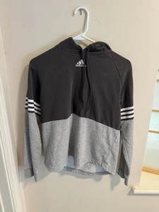 Adidas Hoodie Size Small Gray Long Sleeve Pullover Sweatshirt Womens - Picture 1 of 3