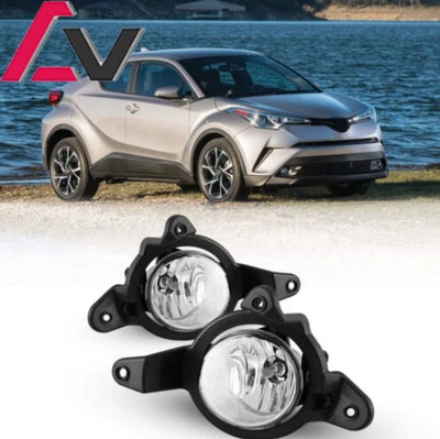 Pair Fog Lights For Toyota C-HR 2017 2018 2019 Clear Lens Lamps Left+Right Side  — 第 1/4 张图片