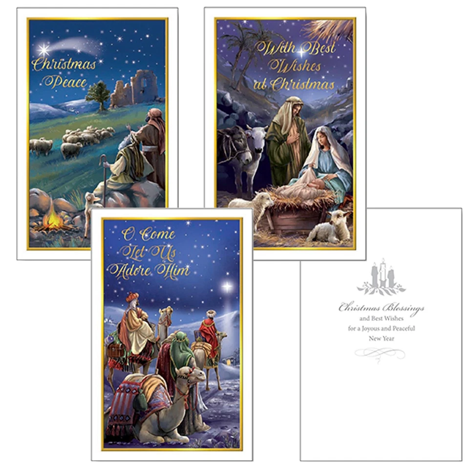 CBC DISTRIBUTORS Pack of 10 Religious Christmas Cards with Envelopes - Nativity 97110