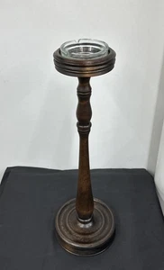 Antique Solid Oak Pedestal Restored Standing Ashtray Plant Stand MCM Vintage 26” - Picture 1 of 24