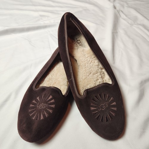 Ballerine Ugg donna 8 Alloway pelle di pecora scamosciata slip on marrone cioccolato