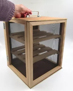 EXCELLENT French Wood / Wire Mesh CHEESE SAFE LARDER HOLDER Tabletop Cabinet - Picture 1 of 13