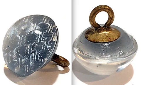Antique Button Pre-1918  Paperweight, Grey Glass with Pattern, 1/2" Cover