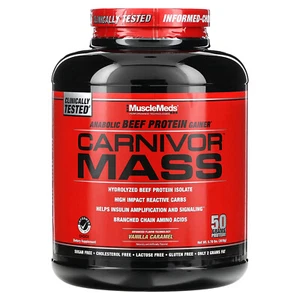 Carnivor Mass, Anabolic Beef Protein Gainer, Vanilla Caramel, 5.78 lbs (2,618 g) - Picture 1 of 3