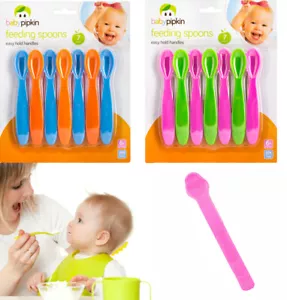 BABY FEEDING WEANING SPOONS 7 Pack Set Toddler 6 Months+ Plastic Easy Hold - Picture 1 of 3
