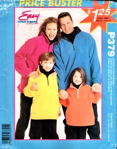 Prendas para el torso suéter Easy Family media cremallera patrón de costura McCalls P379 / 9443 SIN CORTAR - Imagen 1 de 2