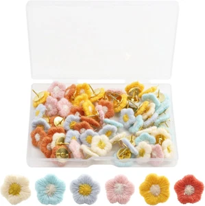 30Pcs Flower Push Pins, Flower Thumb Tacks Decorative Floret Push Pins Flower Dr - Picture 1 of 12