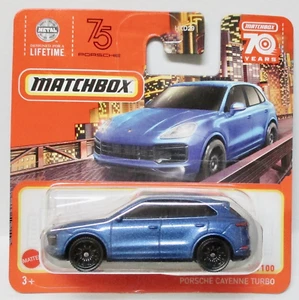 2023 MATCHBOX SHORT CARD PORSCHE CAYENNE TURBO BLUE - Picture 1 of 3