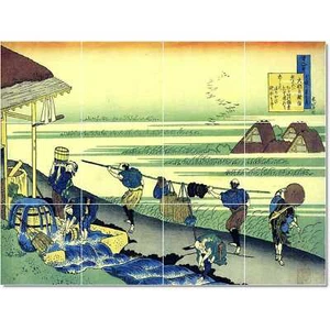 Katsushika Hokusai Ukiyo-E Tile Mural PT22537. 48 x 36 (12) 12x12 tiles - Picture 1 of 1