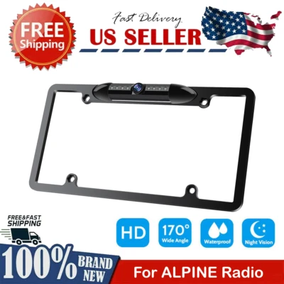 Backup Camera Rearview License Plate Frame for Alpine i407-WRA-JK i407WRAJK - Image 1 of 4