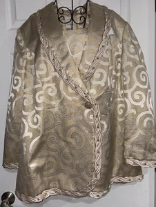ROAMAN'S Elegant Gold Metallic Jacket w/ Twisted Satin Trim - Size 20W - Picture 1 of 7