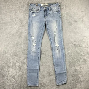 Abercrombie & Fitch Super Skinny Low Rise Jeans 0R 25W 31L Light Wash Distress - Picture 1 of 8