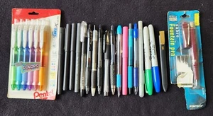 Large Pen Lot pf 25 Sharpie, Pentel, Papermate, New & Used Various Colors of Ink - Picture 1 of 1