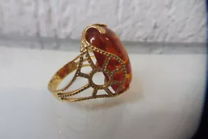 Très belle bague ancienne, or 333 avec ambre ! - Photo 1 sur 6