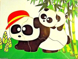 PANDA 10 pc Wood Puzzle 11.5x8.5" Educational Toy Wooden Woodcraft Construction - Picture 1 of 1