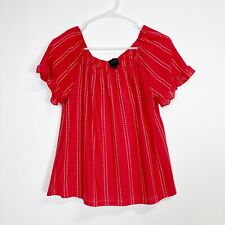W5 Shirt Womens Small Coral Short Sleeve Blouse Bohemian Boho