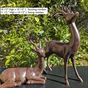 Estatuas de renos-Juego de 2-Decoración de ciervos/ciervos-11 1/2" y 18 1/2" renos de Navidad - Imagen 1 de 11