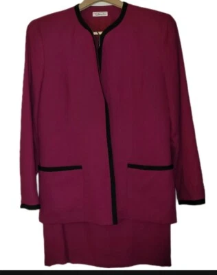 Conjunto de falda chaqueta de mezcla de lana rosa vintage Talbots de 2 piezas talla 12 dinero antiguo  Foto 1 de 4