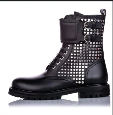 New Authentic Salvatore Ferragamo Crotone Studded Side Zip Combat Boot 6 - Image 1 of 4