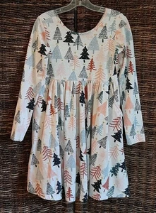 Hanna Andersson Long Sleeve Dress Girl's 10 140 Christmas Trees Holidays Comfy - Picture 1 of 6