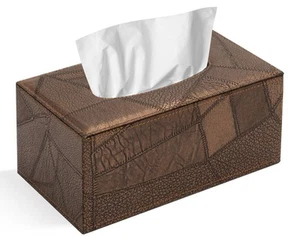 Tissue Box Cover Rectangular Tissue Box Holder for Bathroom (Retro Brown) - Picture 1 of 6