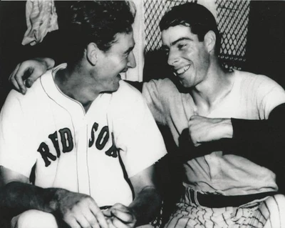 Imagen fotográfica de los Medias Rojas de béisbol MLB Ted Williams y los Yankees Joe DiMaggio  Foto 1 de 4