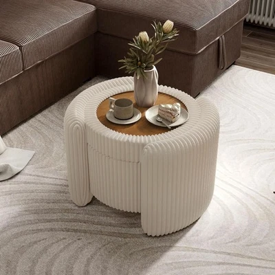 Furniture of America Lennox Modern Chenille 25-inch Round Storage Ottoman - Image 1 of 4