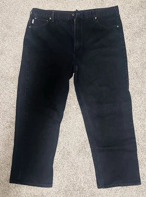 Pantalones de mezclilla Carhartt 42x30 negros calce relajado para hombre RN 14806 trabajo informal Foto 1 de 4