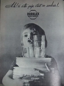 PUBLICITÉ DE PRESSE 1963 DURALEX ST GOBAIN AH SI CETTE PAGE ETAIT EN COULEUR - Picture 1 of 1