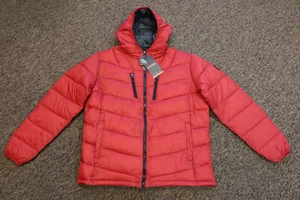 New Hawke & Co Performance Chevron Hooded Puffer Jacket - XL - Chili Pepper - Picture 1 of 6