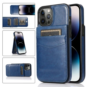For i Phone 15 14 13 12 11 Pro Max XR Flip PU Leather Card Slot Shockproof Case - Picture 1 of 43